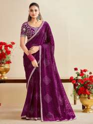 BANDHNI SAREE WITH EMBROIDERY  WORK