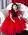 Beautiful Red Soft Net Kids Gown  thumb 2