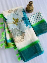  Digital Print Linen Saree 002