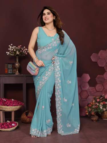 EMBROIDERY WORK SAREE 121