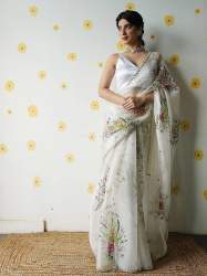 floral handwork saree
