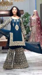  Heavy Fox Georgette Designer Party Wear Suit Plazzo Pair