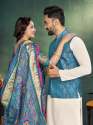 Jacquard Weaving Silk  saree And Kurta Couple Set thumb 7