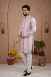  MALAI SILK WITH HEAVY EMBROIDERY SEQUENCE WORK KURTA