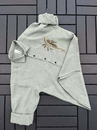 MEN'S EXCLUSIVE LINEN FABRIC EMBRODARY WORK FULL SLEEVE SHIRT