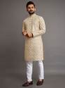 Mens Cotton Straight Lucknowi Work Kurta Pajama Set  thumb 3