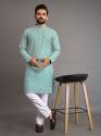 Mens Cotton Straight Lucknowi Work Kurta Pajama Set  thumb 4