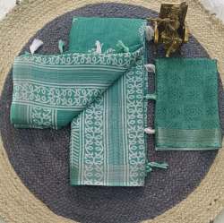 Original Linen With Silver Jari Patta Saree