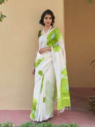  Plain Linen saree 09