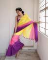  Plain Linen saree 981