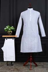 Pure Cotton Mens Cowl Kurta Pajama Set 