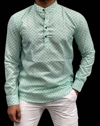 Rayon Printed Mens Short Kurta 
