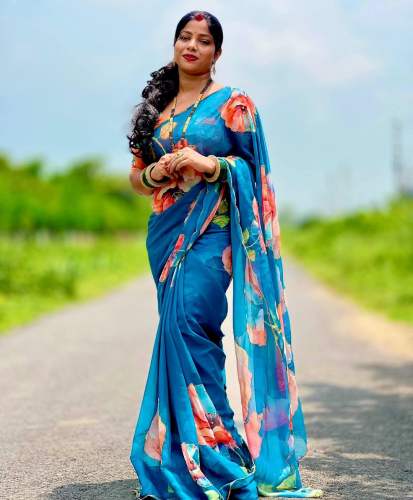 Soft pure Georgette handwork sarees 098