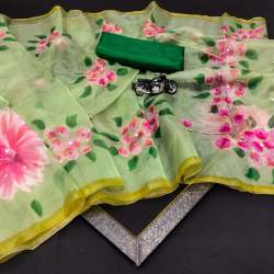 Soft pure organza handwork sarees 