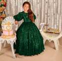 Sparkling Balloon Sleeve Kids Gown  thumb 7