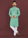 Viscose Silk Embroidery Sequence Work Mens Kurta thumb 1
