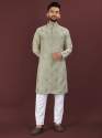 Viscose Silk Embroidery Sequence Work Mens Kurta thumb 2
