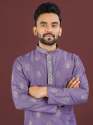 Viscose Silk Embroidery Sequence Work Mens Kurta thumb 7