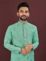 Viscose Silk Embroidery Sequence Work Mens Kurta thumb 8