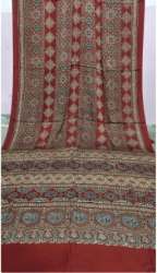 Ajrakh Block Printed Modal Silk Saree For Women