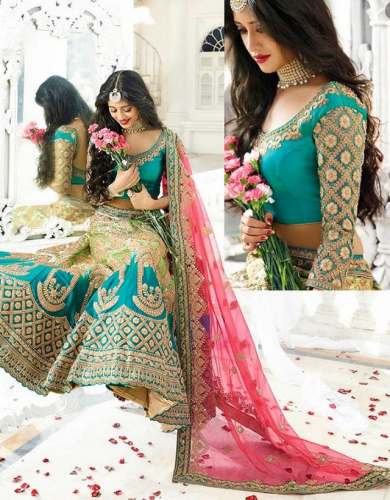 Firoji Embroidery Lehenga Choli For Women by Fashion Flash Boutique