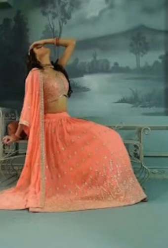 New Orange Semi Stitch Lehenga Choli For Women by Fashion Collection