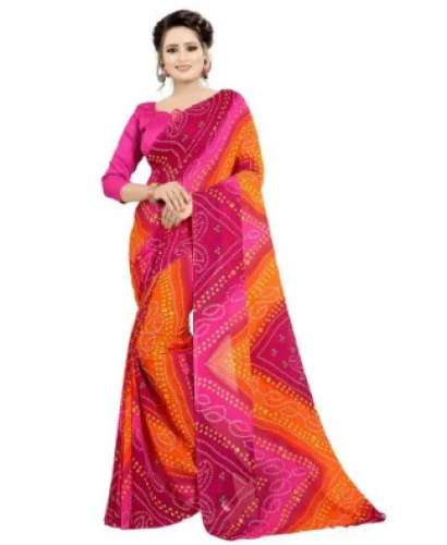 Ladies Georgette Bandhani Saree by Kanchan Textile