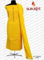 Yellow Cotton Unstitch Suit For Women