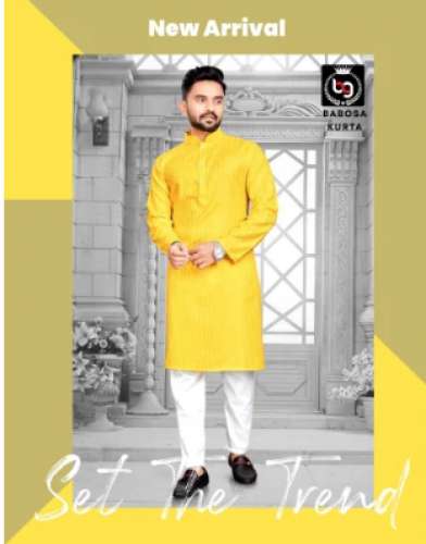 Babosa Men Cotton Plain Kurta by Babosa Garments