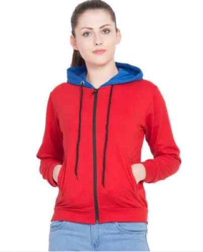 Ladies Plain Zipper Hoodie