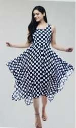 Casual Wear Polka Dot Midi / Frock Dress