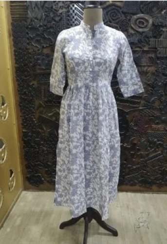 Collar Neck Printed Anarkali Kurti