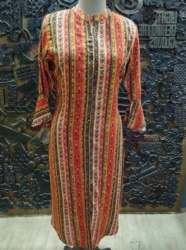 Long Striped Design Cotton Kurtis 