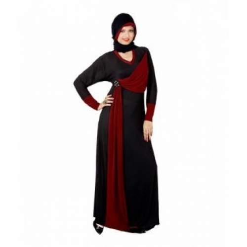 Black And Maroon Fancy Burkha