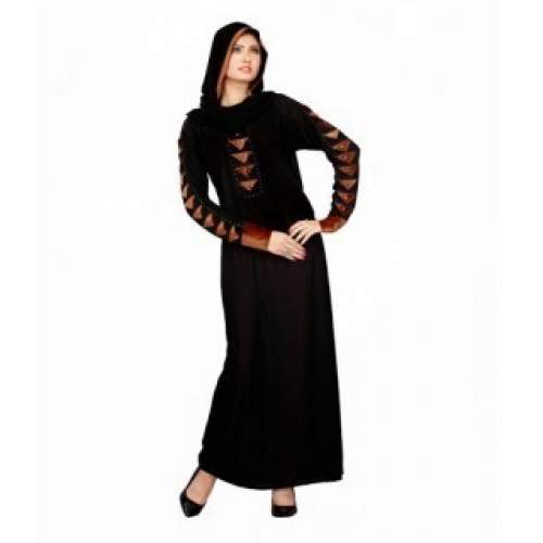 Fancy Black And Orange Burkha