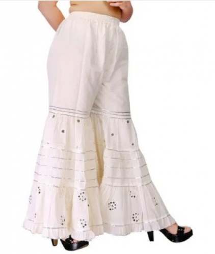 Party Wear Off White Sharara pant  by Mittal Creation