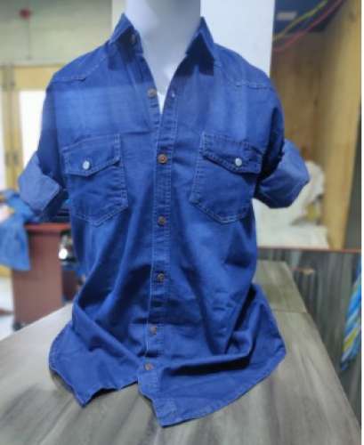 Men Denim Double Pocket Shirt by Mania Clothing Private Limited