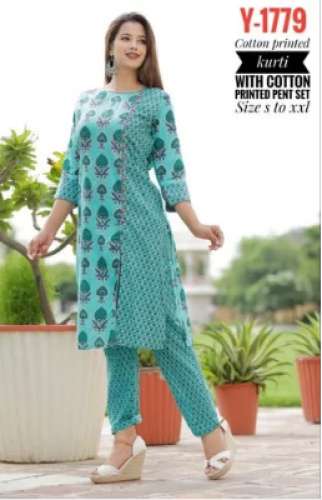 Y1779 Cotton Printed Kurti Pant Set by Salasar Enterprises