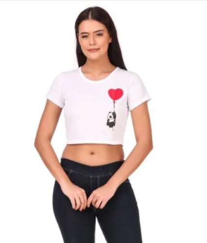 White Casual Crop top for ladies