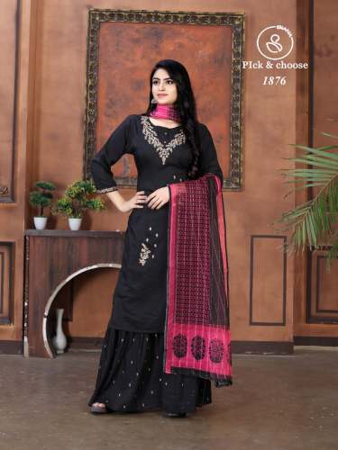 Beautiful Black Palazzo Set with Pink Dupatta