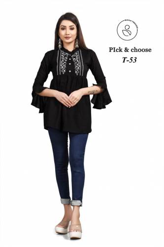 Navy Blue Ruffle Sleeve Western Tunic