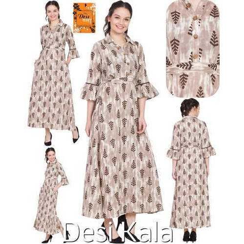 Long Gown Style Printed Kurti by Desi Kala