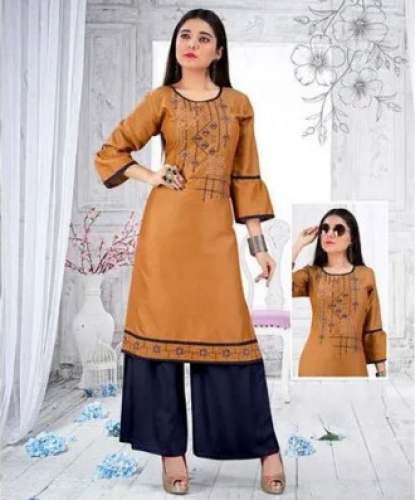 Embroidered Cotton Kurti With Palazo Set  by Jayani Enterprise