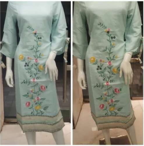 Ladies Straight Embroidered Kurti by Shivasri Textiles