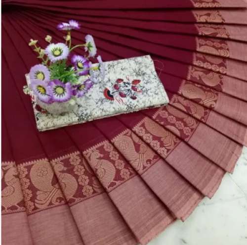 Maroon Chettinad Cotton Saree by Shivasri Textiles