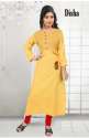 Disha ladies Yellow Cotton Kurti 