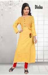 Disha ladies Yellow Cotton Kurti 
