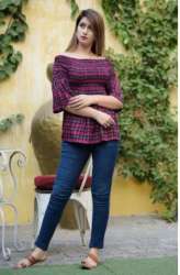 Checks Off Shoulder Top