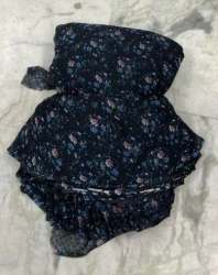 Dark Blue Floral Printed Chiffon Fabric