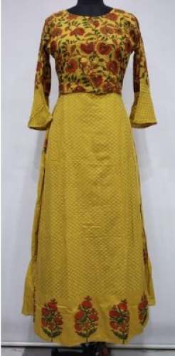 Mustard Long Rayon Gown Collection  by Kasba Paridhan Pvt Ltd 